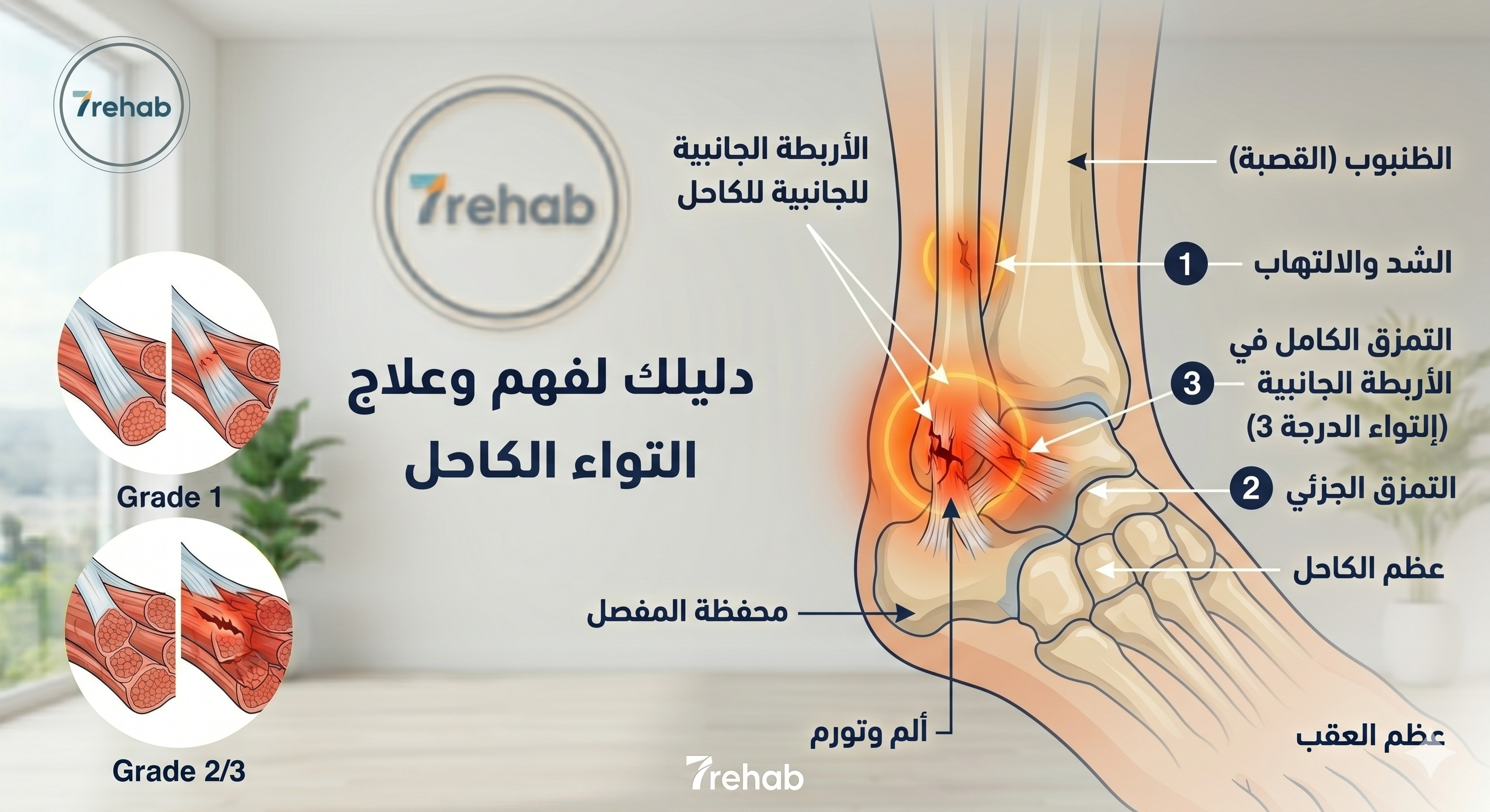 علاج التواء الكاحل — العلاج الطبيعي في مركز سبعة بالرياض