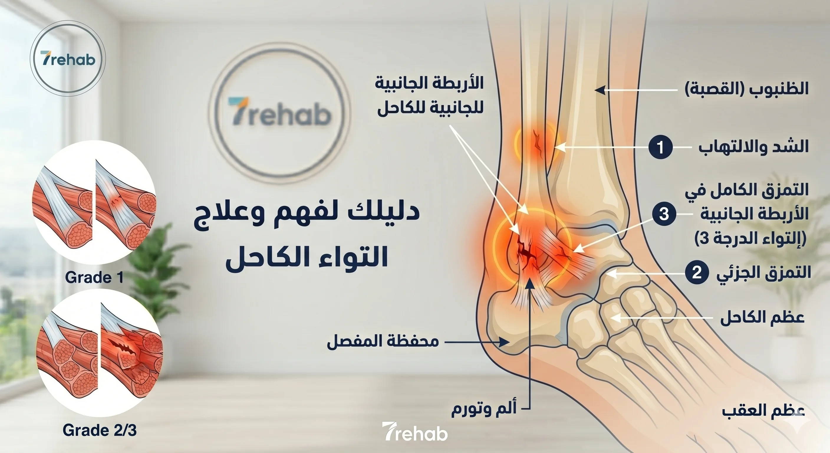 علاج التواء الكاحل — العلاج الطبيعي في مركز سبعة بالرياض