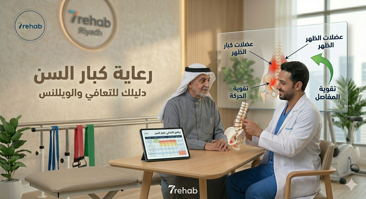 رعاية كبار السن وتمارين التوازن — العلاج الطبيعي في مركز سبعة بالرياض