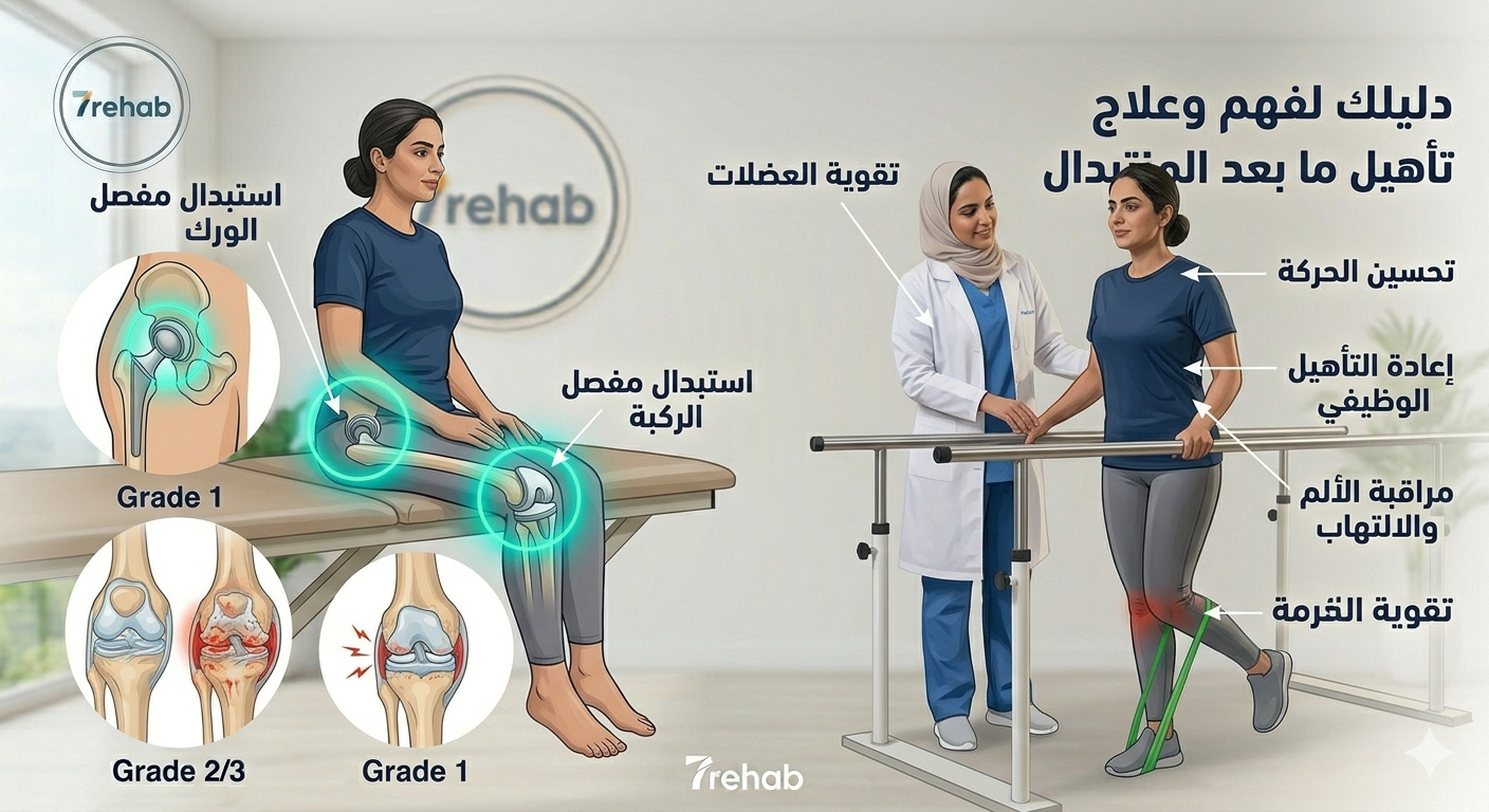 تأهيل ما بعد عمليات استبدال المفاصل — العلاج الطبيعي في مركز سبعة بالرياض