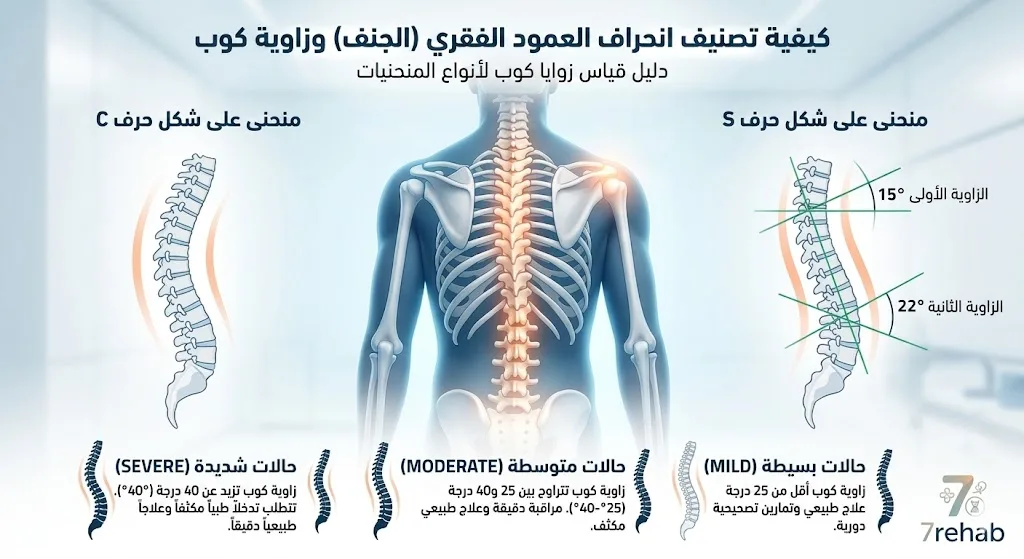 تصنيف الجنف حسب زاوية كوب - منحنى C ومنحنى S