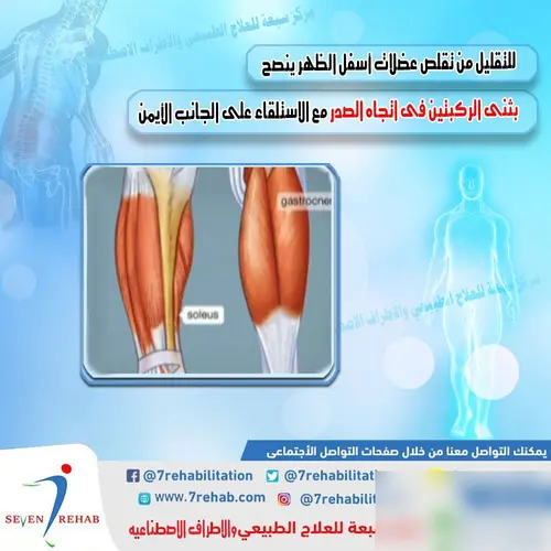 للتقليل من تقلص عضلات أسفل الظهر ينصح بثنى الركبتين فى اتجاه الصدر مع الاستلقاء على الجانب الأيمن