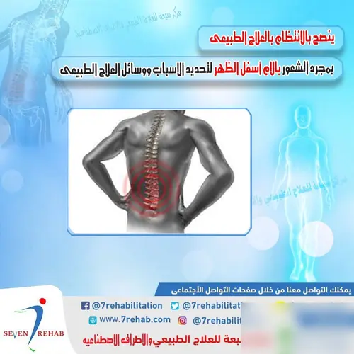 ينصح بالانتظام بالعلاج الطبيعى بمجرد الشعور بآلام أسفل الظهر لتحديد الاسباب ووسائل العلاج الطبيعى